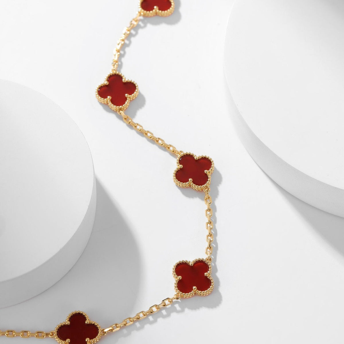[Stellar Jewelry]CLOVER 10 MOTIFS CARNELIAN NECKLACE