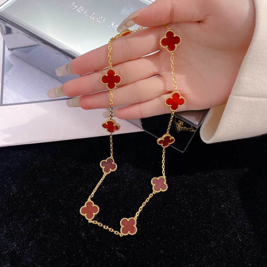 [Stellar Jewelry]CLOVER 10 MOTIFS CARNELIAN NECKLACE