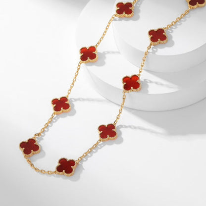 [Stellar Jewelry]CLOVER 10 MOTIFS CARNELIAN NECKLACE