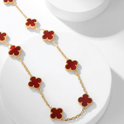 [Stellar Jewelry]CLOVER 10 MOTIFS CARNELIAN NECKLACE