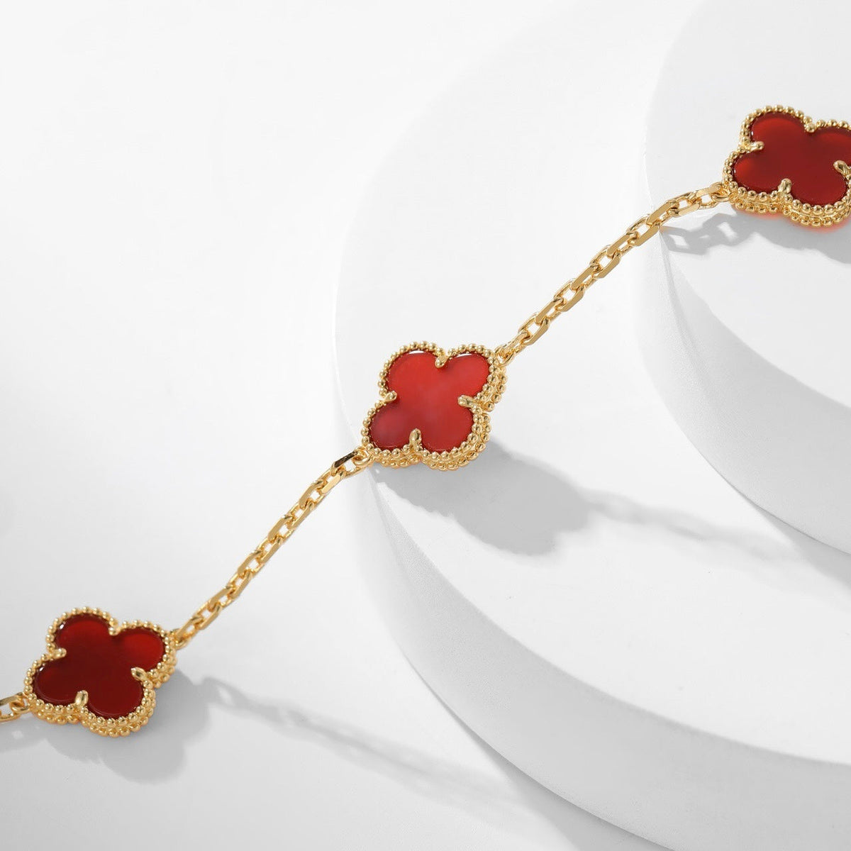 [Stellar Jewelry]CLOVER 10 MOTIFS CARNELIAN NECKLACE