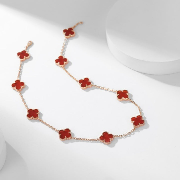 [Stellar Jewelry]CLOVER 10 MOTIFS CARNELIAN NECKLACE