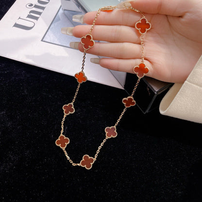 [Stellar Jewelry]CLOVER 10 MOTIFS CARNELIAN NECKLACE