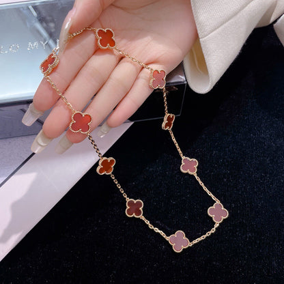 [Stellar Jewelry]CLOVER 10 MOTIFS CARNELIAN NECKLACE