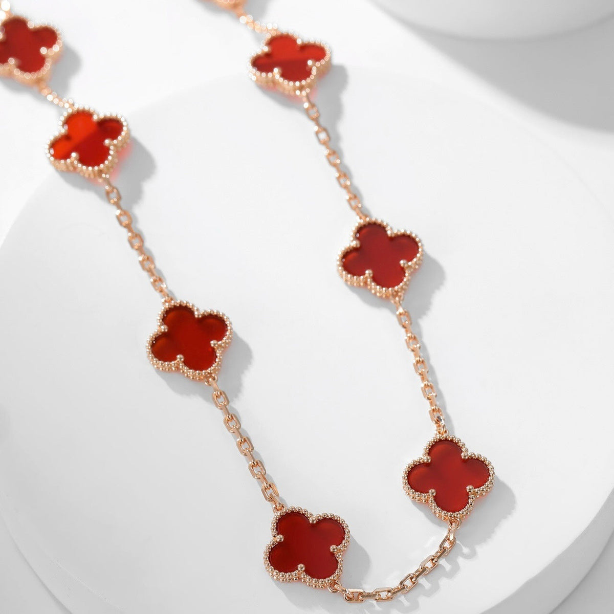 [Stellar Jewelry]CLOVER 10 MOTIFS CARNELIAN NECKLACE