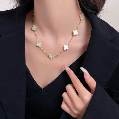 [Stellar Jewelry]CLOVER 10 MOTIFS WHITE MOTHER OF PEARL NECKLACE
