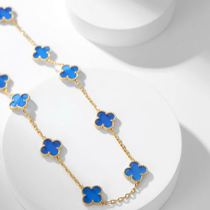 [Stellar Jewelry]CLOVER 10 MOTIFS BLUE AGATE NECKLACE