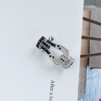 [Stellar Jewelry]FORCE LARGE HORSESHOE BLACK WHITE DIAMOND BRACELET SILVER