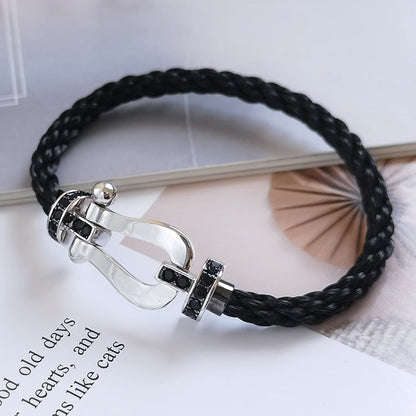 [Stellar Jewelry]FORCE LARGE HORSESHOE BLACK DIAMOND BRACELET SILVER