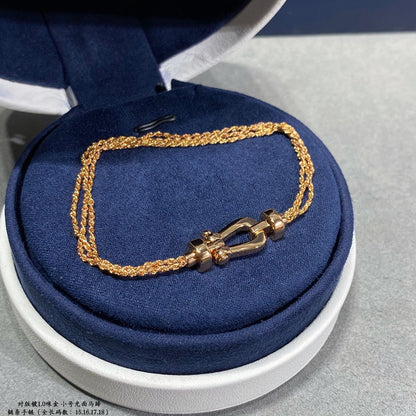 [Stellar Jewelry]FORCE SMALL HORSESHOE  DIAMOND CHAIN ROPE BRACELET