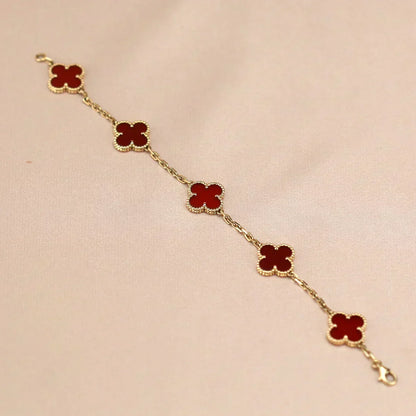 [Stellar Jewelry] CLOVER 5 MOTIF RED CORNELIAN BRACELET COLLECTION
