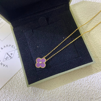 [Stellar Jewelry Jewelry]CLOVER 15MM DIAMOND  PURPLE VIOLET NECKLACE