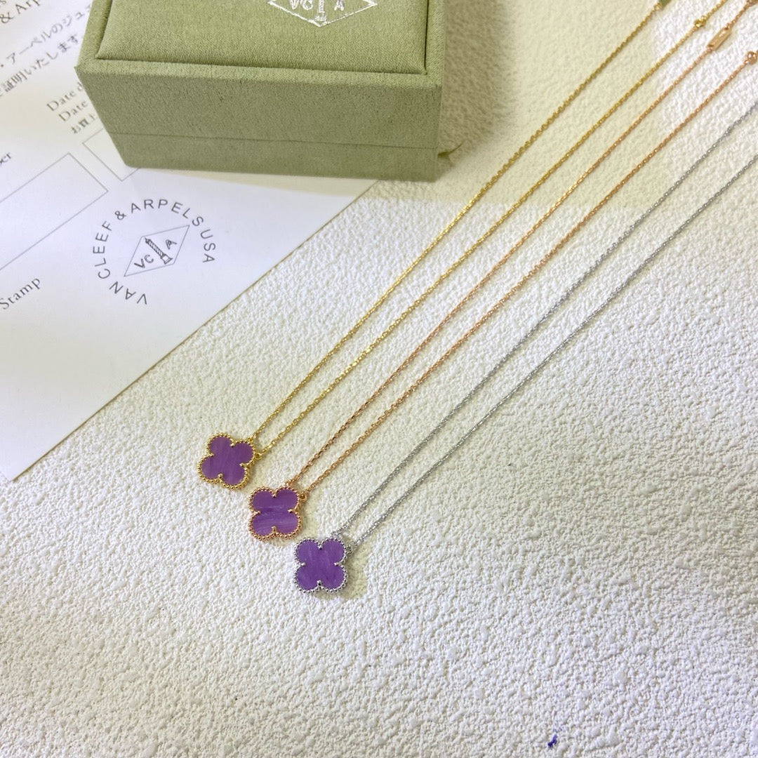 [Stellar Jewelry Jewelry]CLOVER 15MM  PURPLE VIOLET NECKLACE