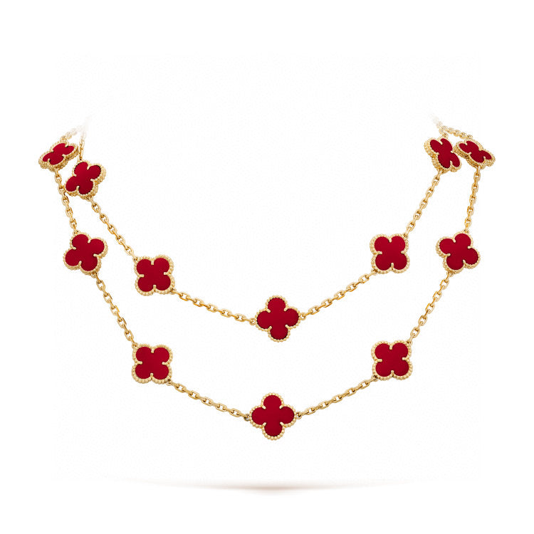 [Stellar Jewelry]CLOVER 20 MOTIFS CARNELIAN NECKLACE