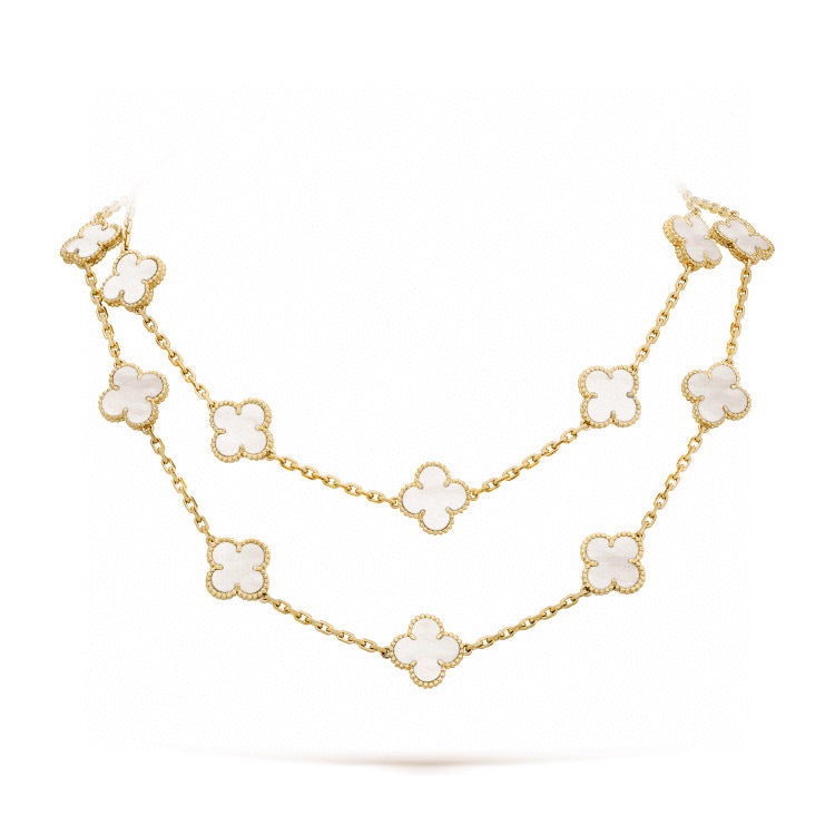 [Stellar Jewelry]CLOVER 20 MOTIFS WHITE MOP NECKLACE