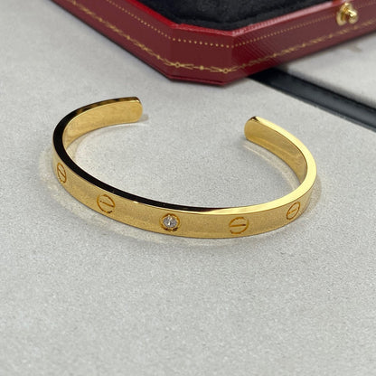 [Stellar Jewelry]LOVE BRACELET 6.1MM 1 DIAMOND OPEN CUFF