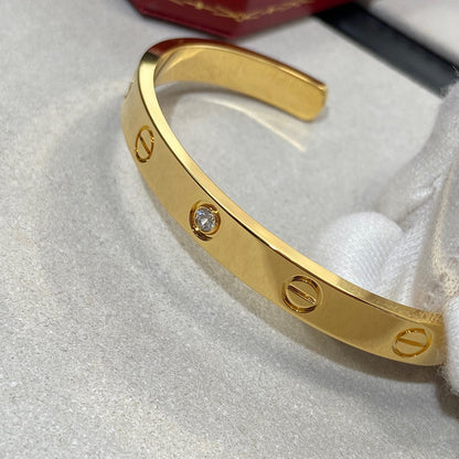 [Stellar Jewelry]LOVE BRACELET 6.1MM 1 DIAMOND OPEN CUFF