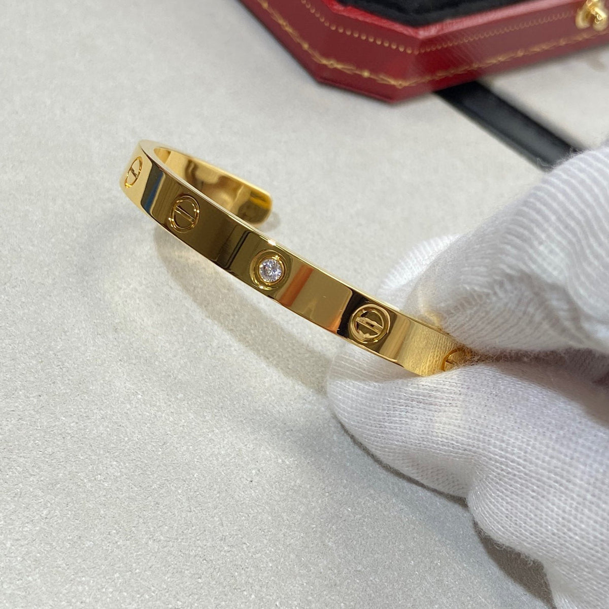 [Stellar Jewelry]LOVE BRACELET 6.1MM 1 DIAMOND OPEN CUFF