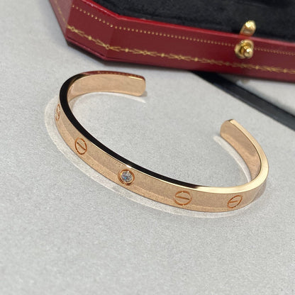 [Stellar Jewelry]LOVE BRACELET 6.1MM 1 DIAMOND OPEN CUFF