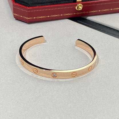 [Stellar Jewelry]LOVE BRACELET 6.1MM 1 DIAMOND OPEN CUFF