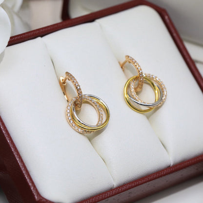 [Stellar Jewelry]TRINITY HALF DIAMOND  EARRINGS