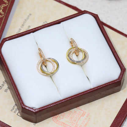 [Stellar Jewelry]TRINITY HALF DIAMOND  EARRINGS
