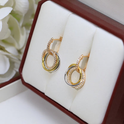 [Stellar Jewelry]TRINITY HALF DIAMOND  EARRINGS