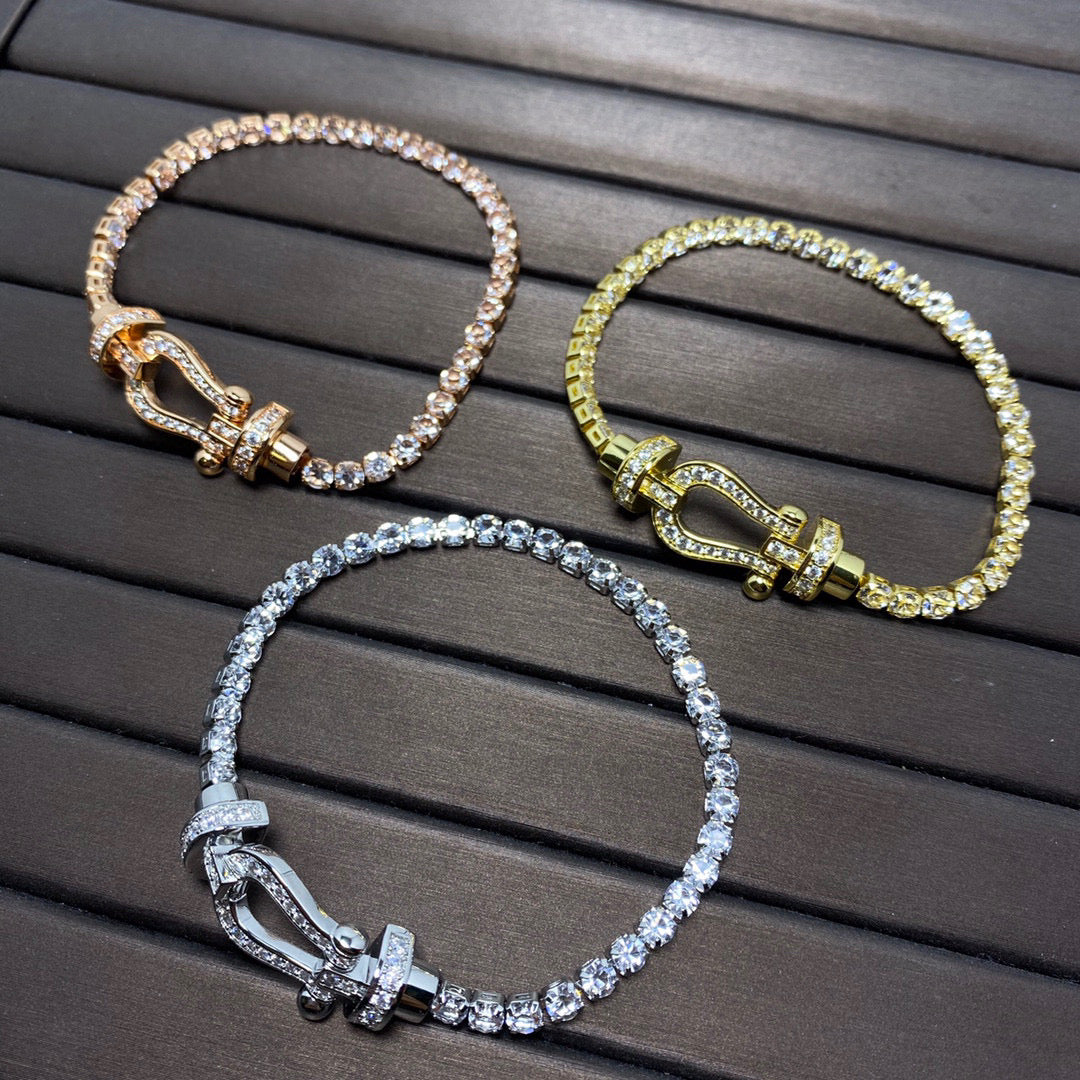 [Stellar Jewelry]FORCE  LARGE HORSESHOE FULL DIAMOND TENNIS BRACELET