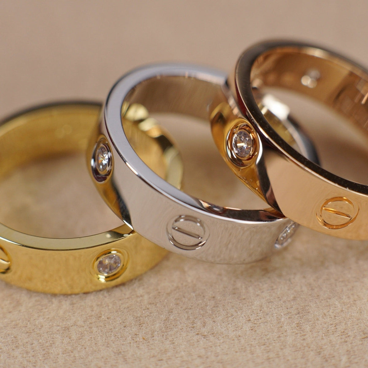 [Stellar Jewelry]LOVE 5.5MM 3 DIAMOND RING