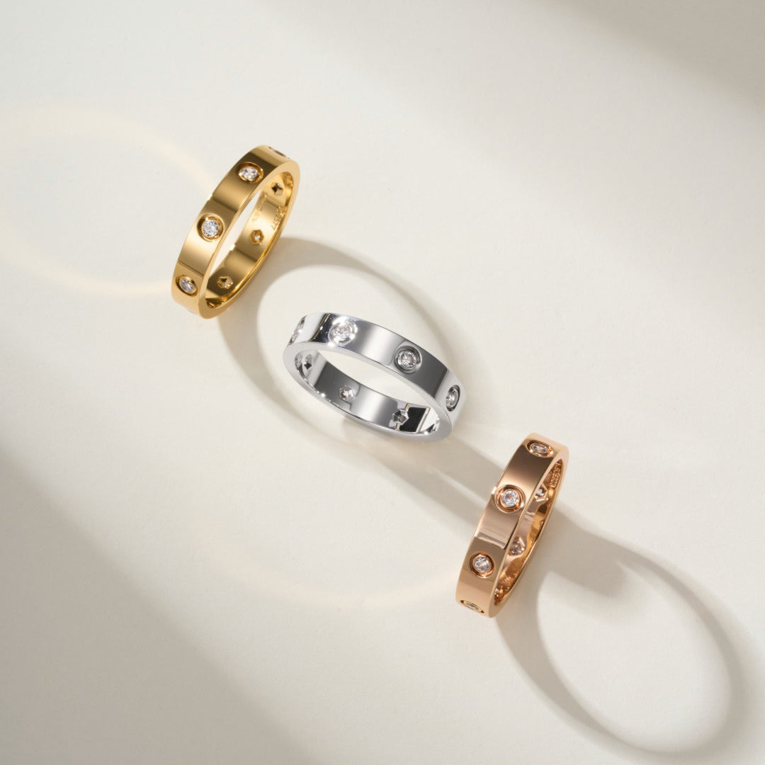 [Stellar Jewelry]LOVE 4MM 8 DIAMOND RING