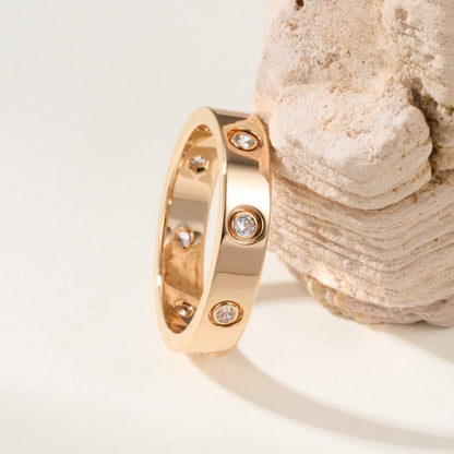 [Stellar Jewelry]LOVE 4MM 8 DIAMOND RING