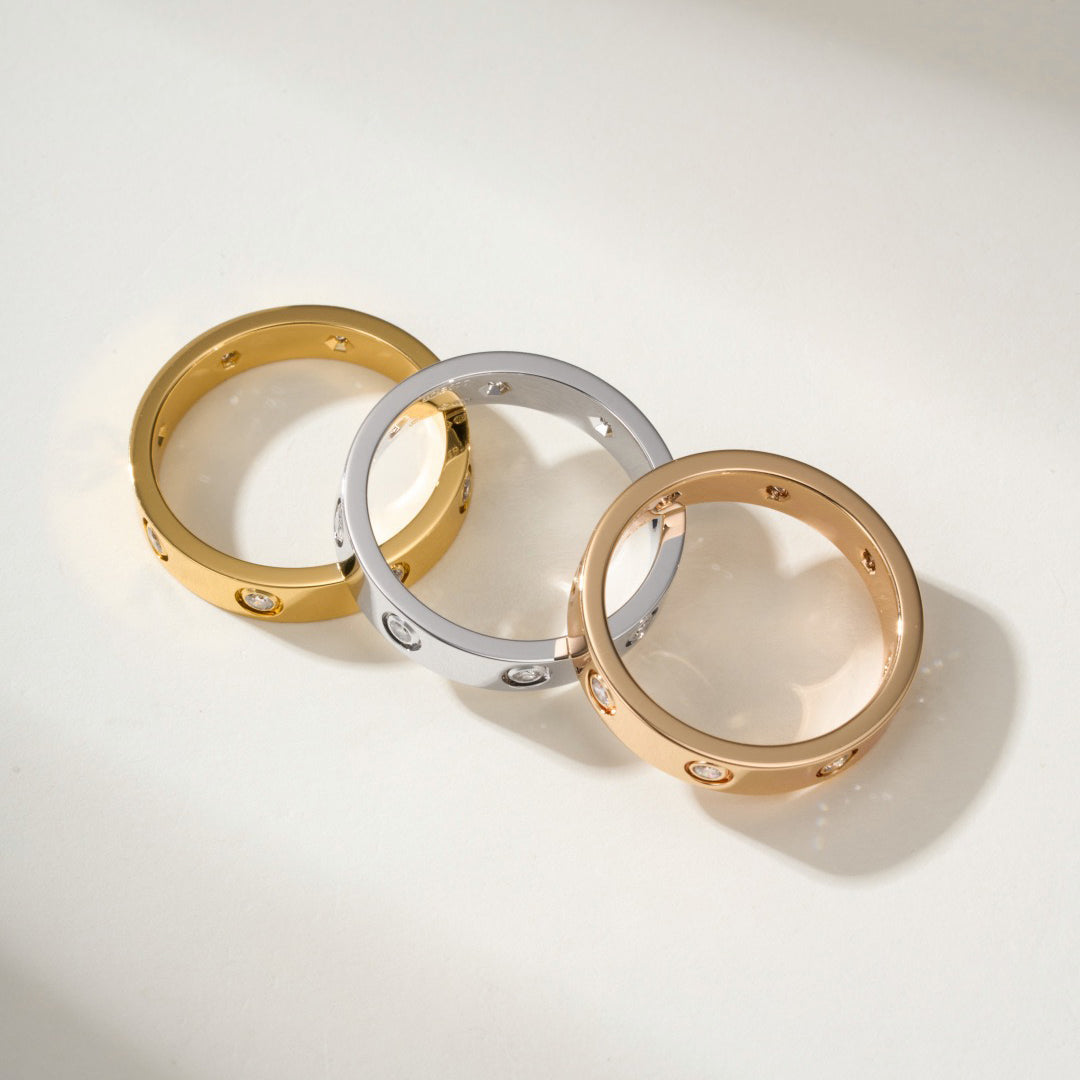 [Stellar Jewelry]LOVE 4MM 8 DIAMOND RING