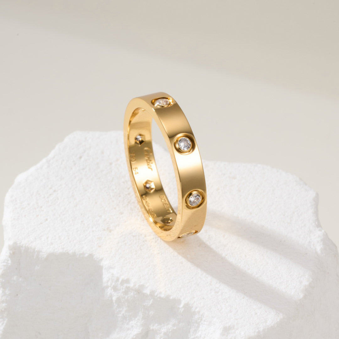 [Stellar Jewelry]LOVE 4MM 8 DIAMOND RING