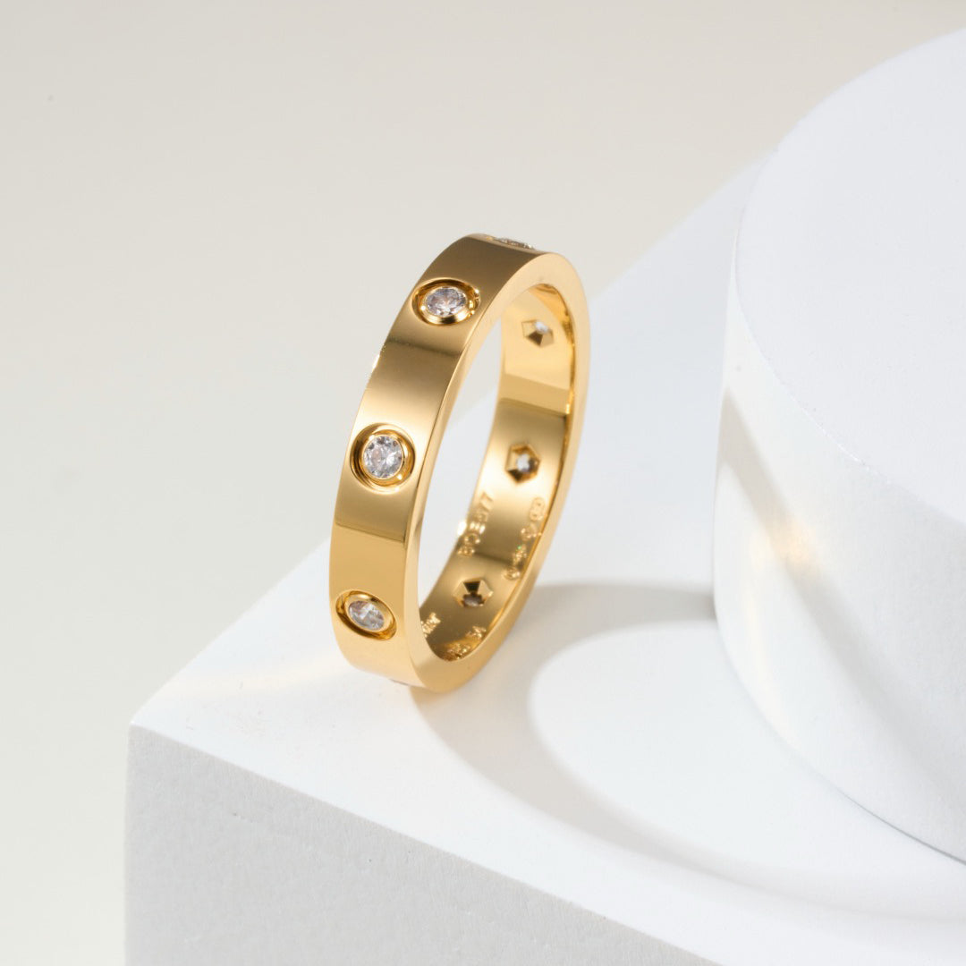 [Stellar Jewelry]LOVE 4MM 8 DIAMOND RING