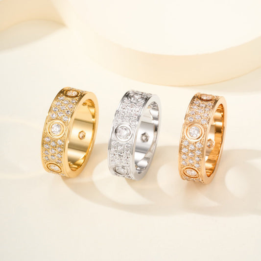[Stellar Jewelry]LOVE 5.5MM FULL-PAVE 6-DIAMOND RING
