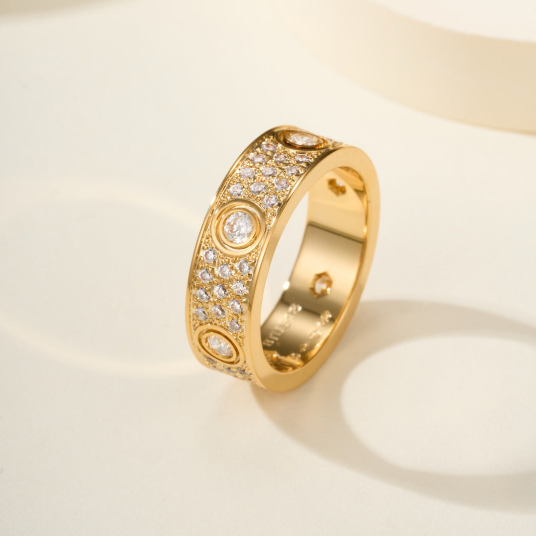 [Stellar Jewelry]LOVE 5.5MM FULL-PAVE 6-DIAMOND RING