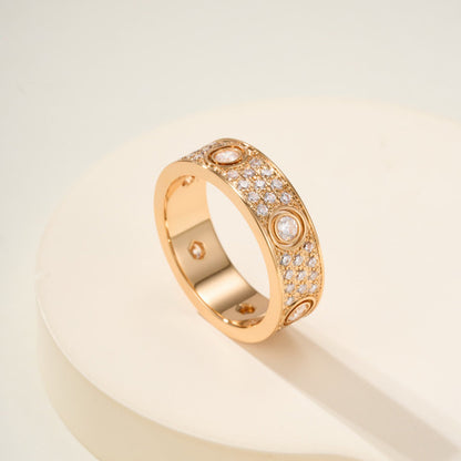 [Stellar Jewelry]LOVE 5.5MM FULL-PAVE 6-DIAMOND RING