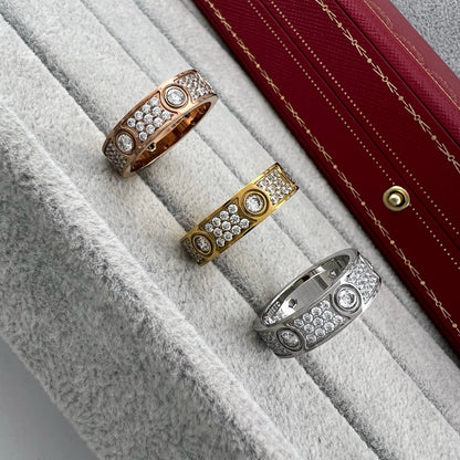 [Stellar Jewelry]LOVE 5.5MM FULL-PAVE 6-DIAMOND RING