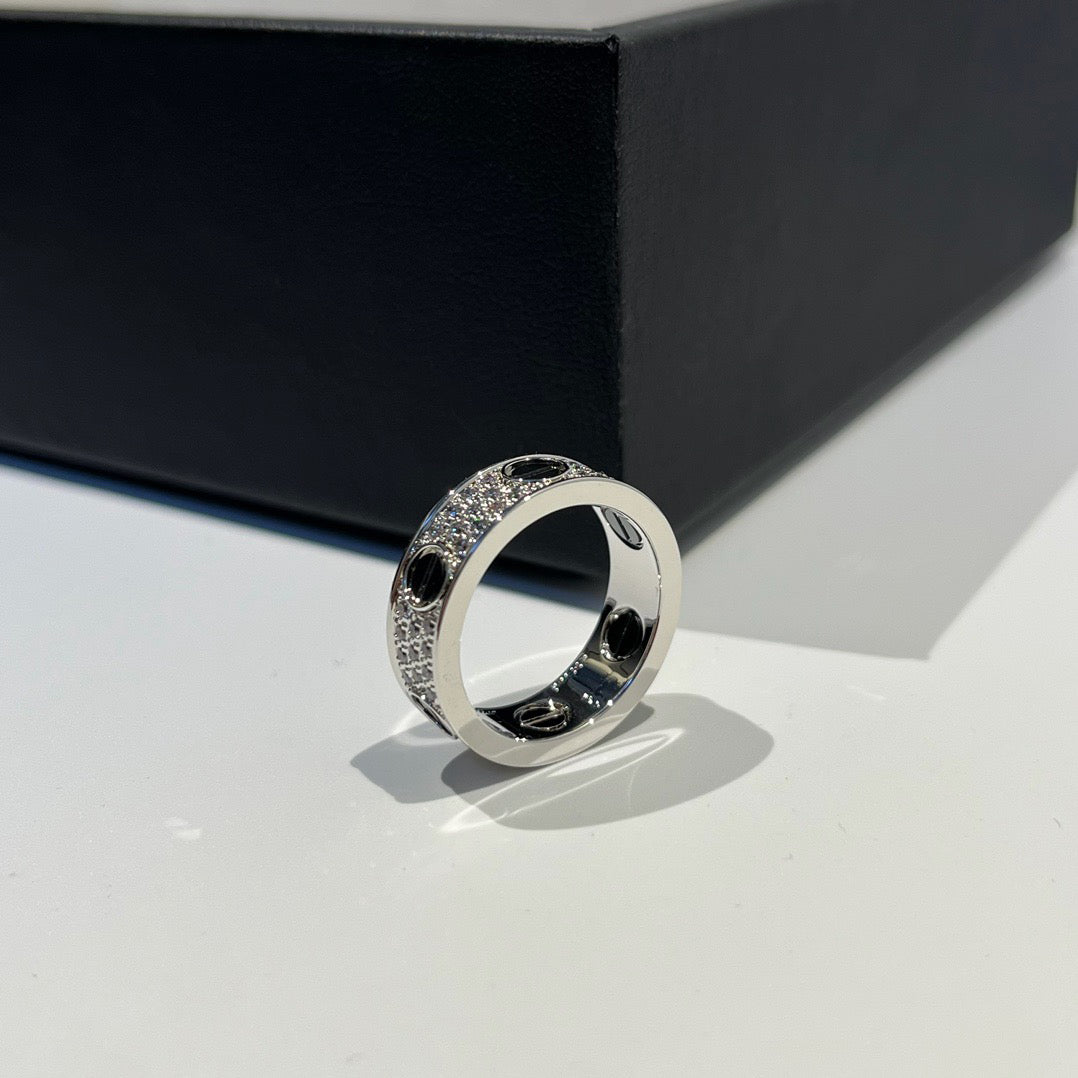 [Stellar Jewelry]LOVE RING 5.5MM DIAMONDS PAVED CERAMIC