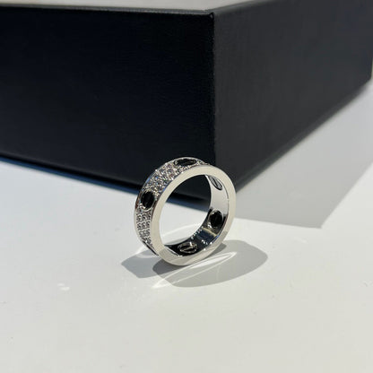 [Stellar Jewelry]LOVE RING 5.5MM DIAMONDS PAVED CERAMIC