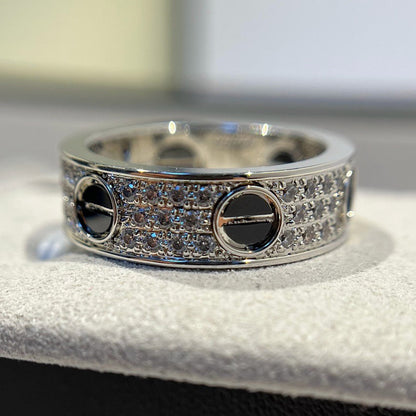 [Stellar Jewelry]LOVE RING 5.5MM DIAMONDS PAVED CERAMIC