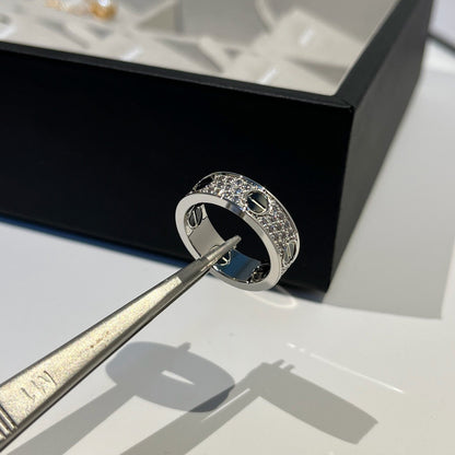 [Stellar Jewelry]LOVE RING 5.5MM DIAMONDS PAVED CERAMIC
