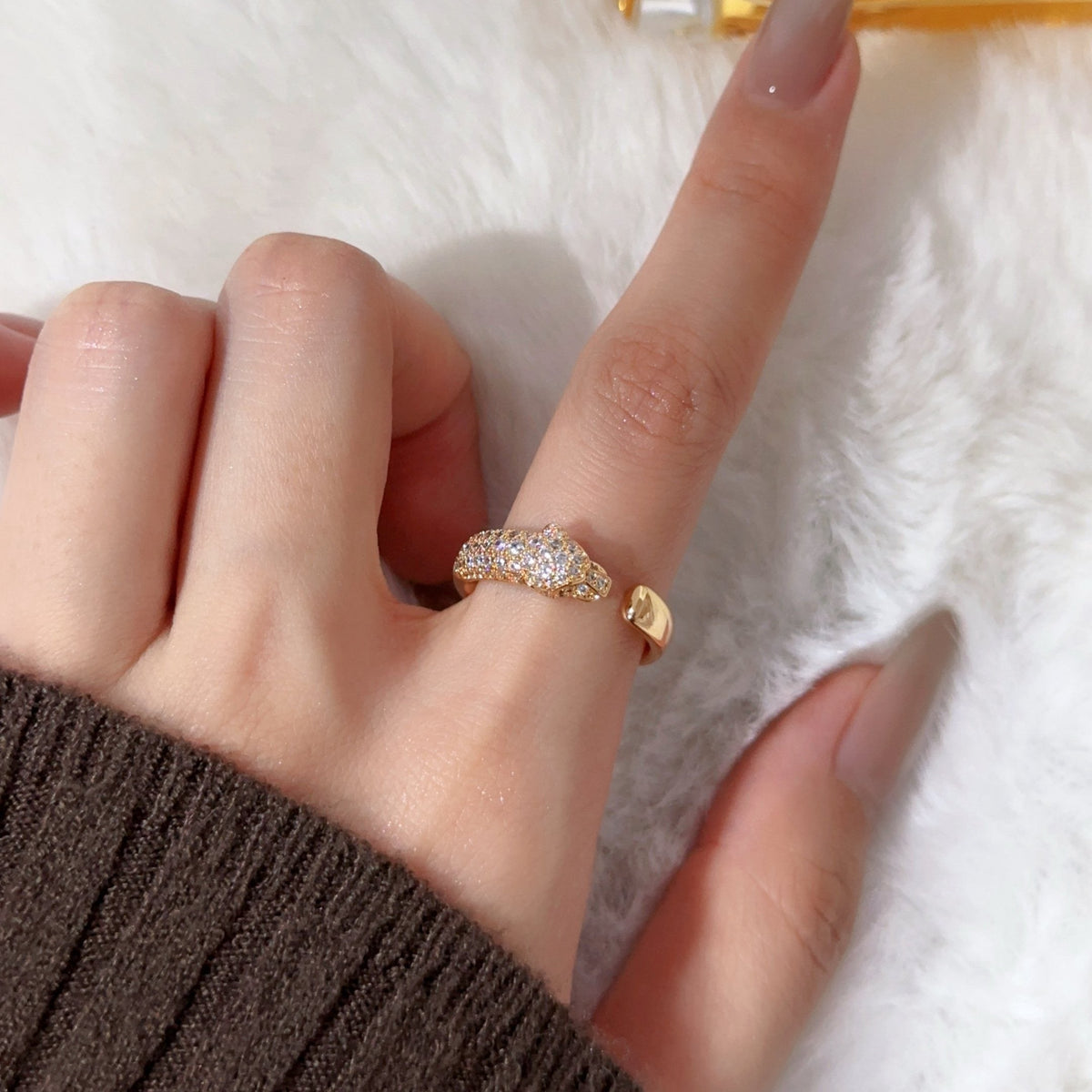 [Stellar Jewelry]PANTHERE HALF DIAMOND SMALL RING