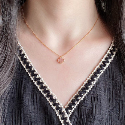 [Stellar Jewelry]CLOVER 15MM PINK MOTHER-OF-PEARL SINGLE FLOWER NECKLACE