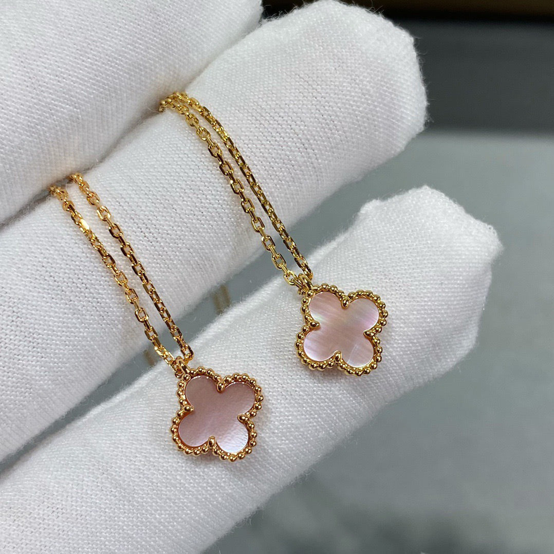 [Stellar Jewelry]CLOVER 15MM PINK MOTHER-OF-PEARL SINGLE FLOWER NECKLACE