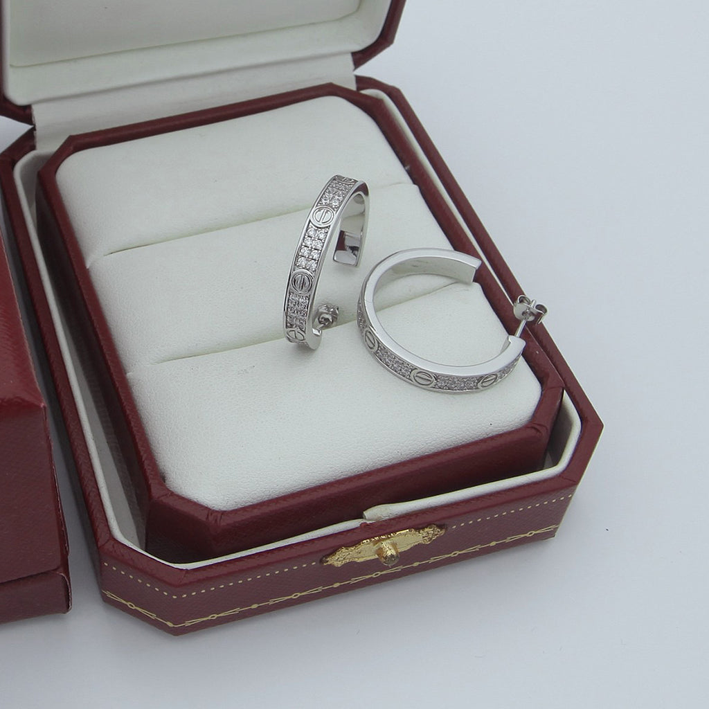 [Stellar Jewelry]LOVE EARRINGS 3.6MM DIAMOND PAVED
