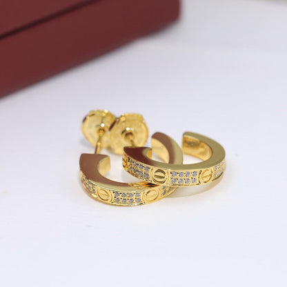 [Stellar Jewelry]LOVE 5.5MM DIAMOND PAVED EARRINGS