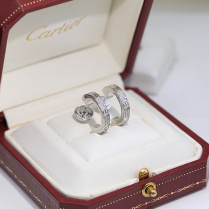 [Stellar Jewelry]LOVE 5.5MM DIAMOND PAVED EARRINGS
