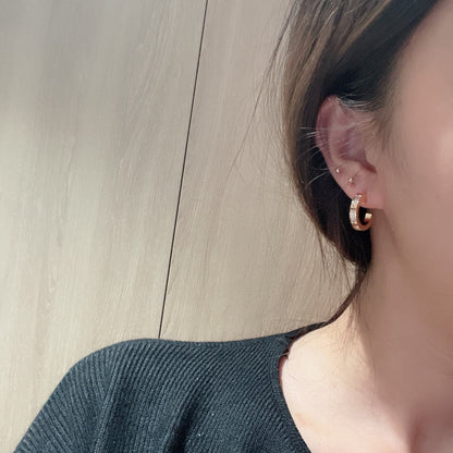 [Stellar Jewelry]LOVE 5.5MM DIAMOND PAVED EARRINGS