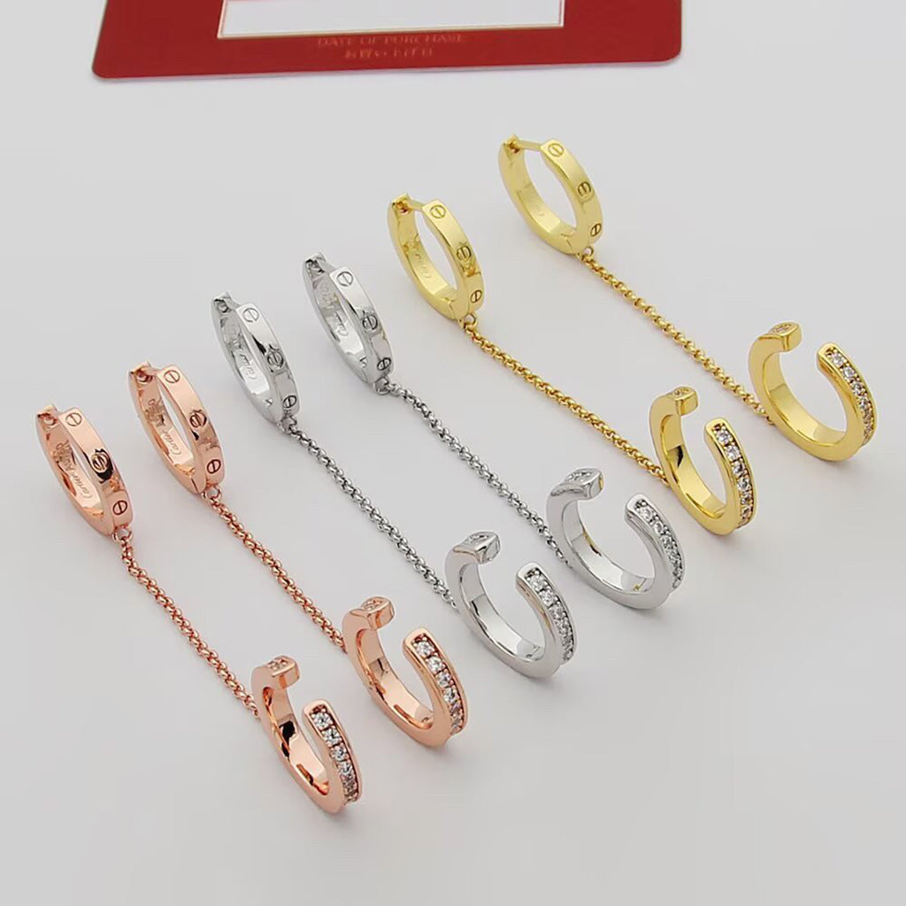 [Stellar Jewelry]LOVE 3.0MM HALF DIAMOND EARRINGS